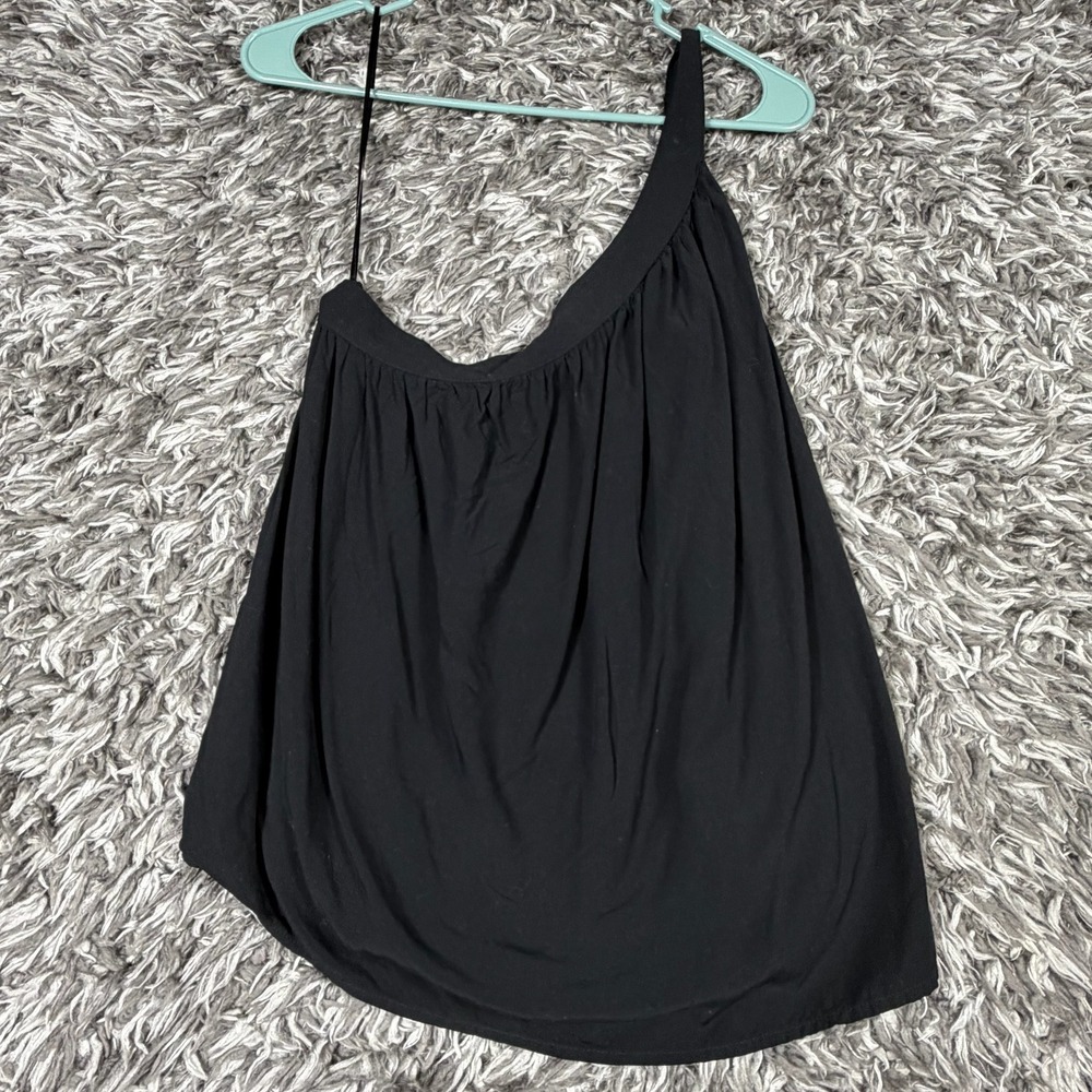 Old Navy Womens Black One Shoulder Asymmetric Tank Top Rayon Size M 3174